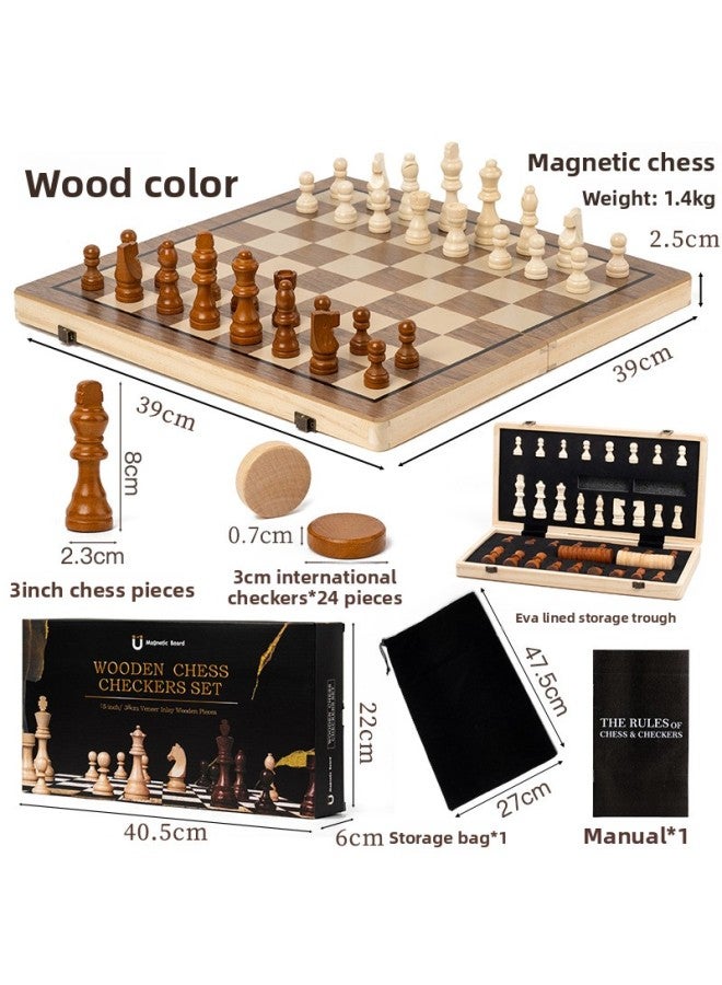 Chess wooden color two-in-one folding chessboard Western chess for students competition